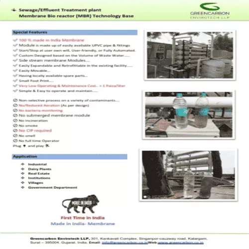 Sewage Treatment Plant - Greencarbon Envirotech LLp - Waste Management Equipment
